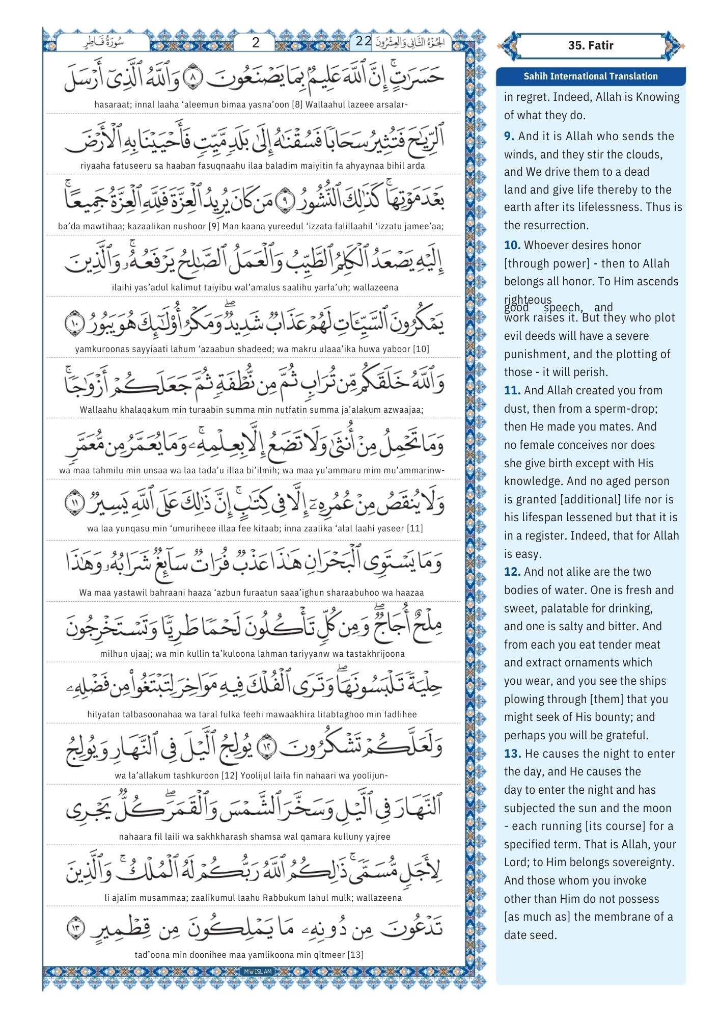 Surah Fatir Transliteration