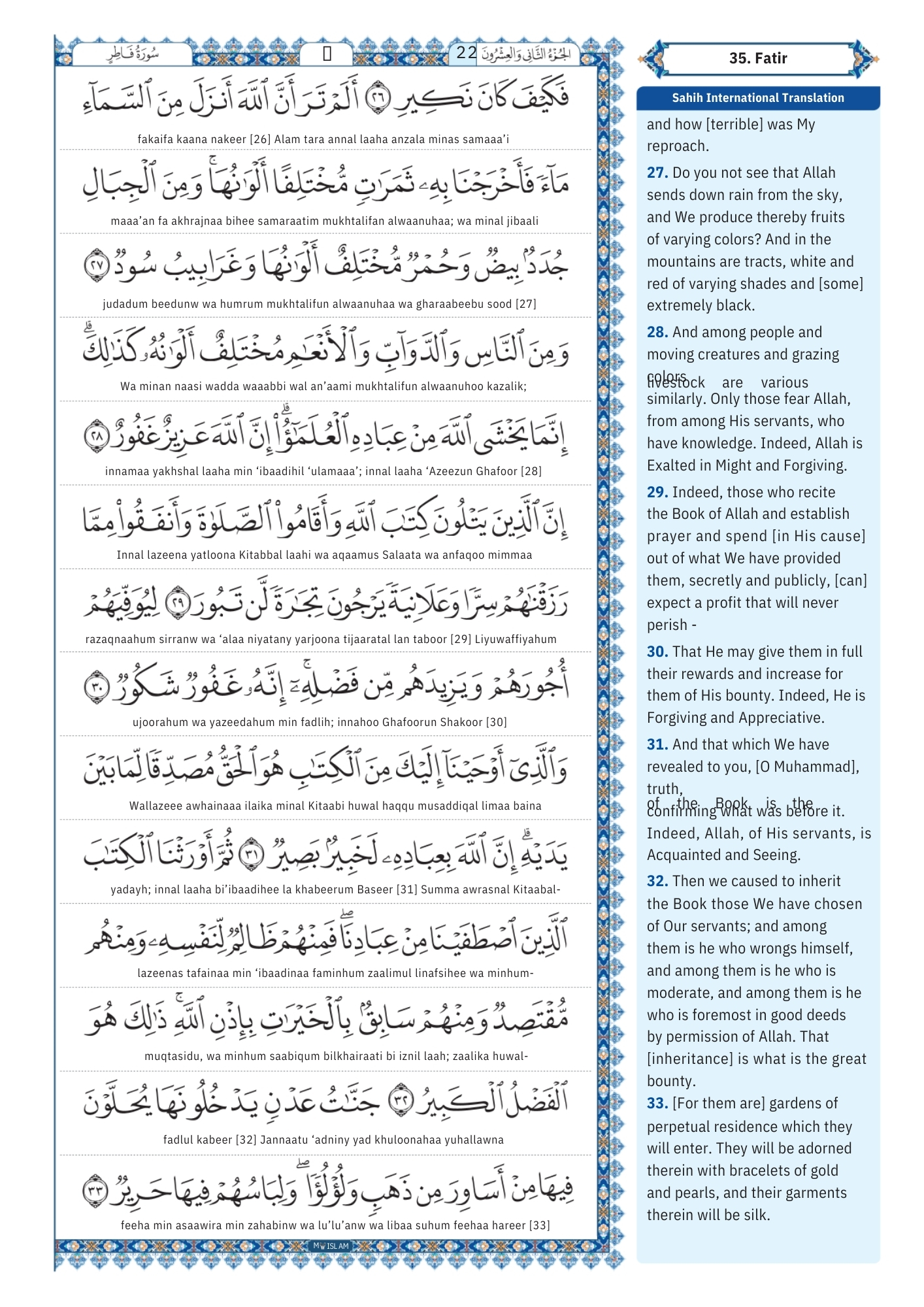 Surah Fatir Transliteration