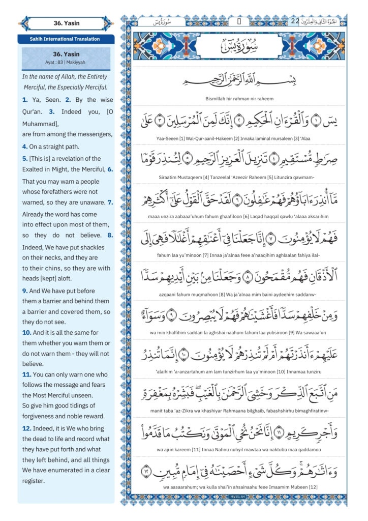 Surah Yaseen Transliteration