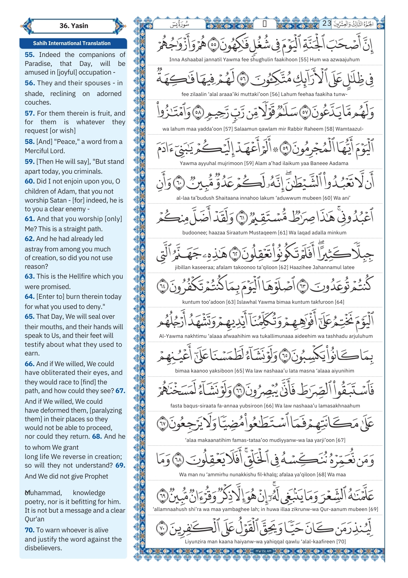 Surah Yaseen Transliteration
