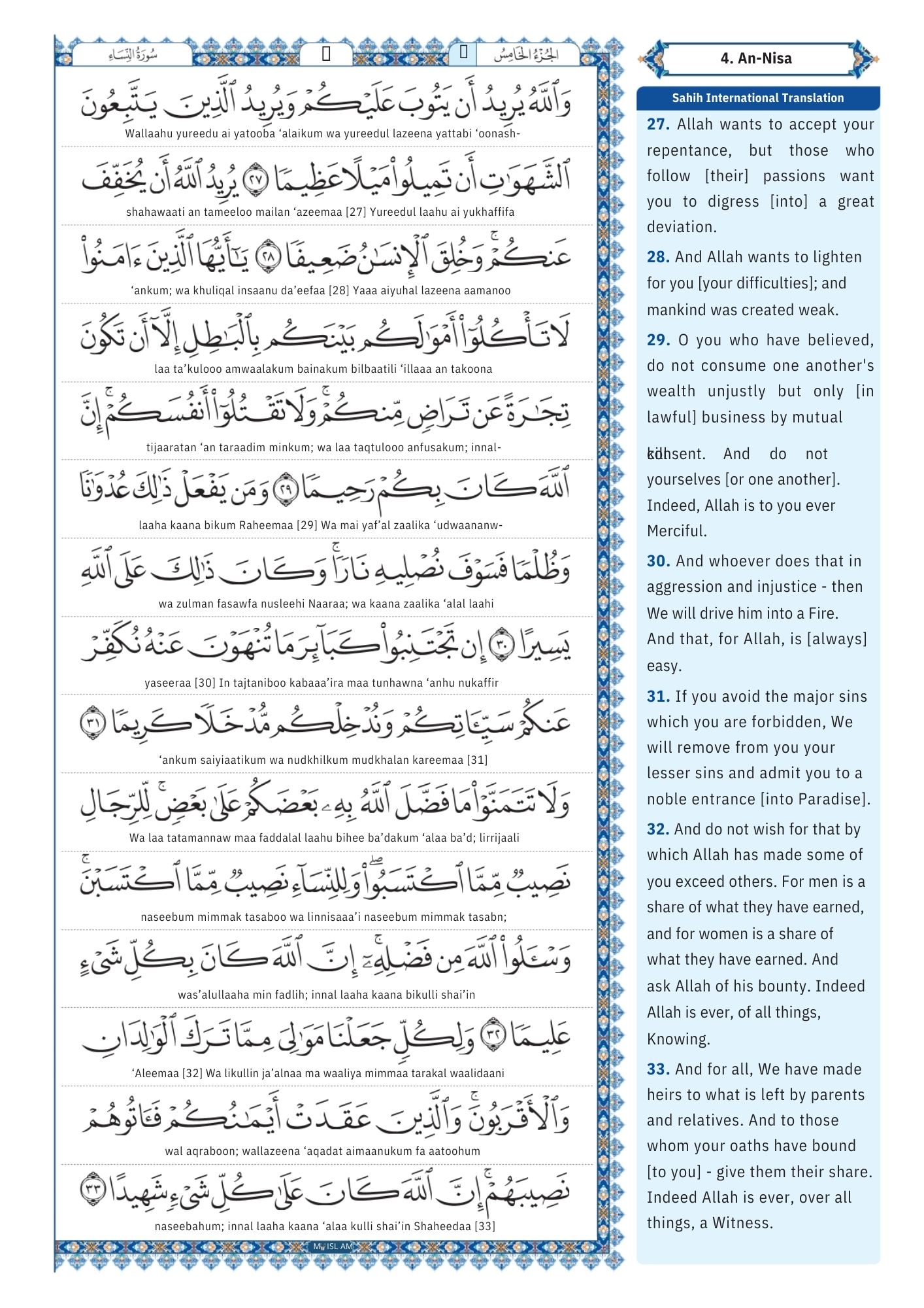 surah an nisa Transliteration (7)