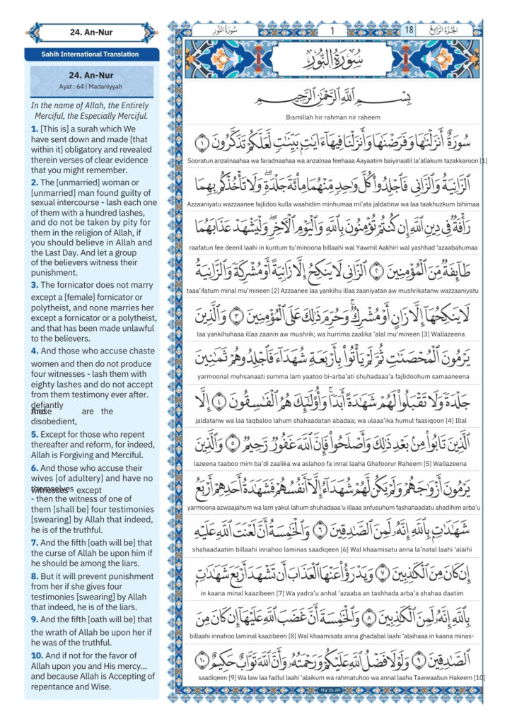 surah an noor Transliteration