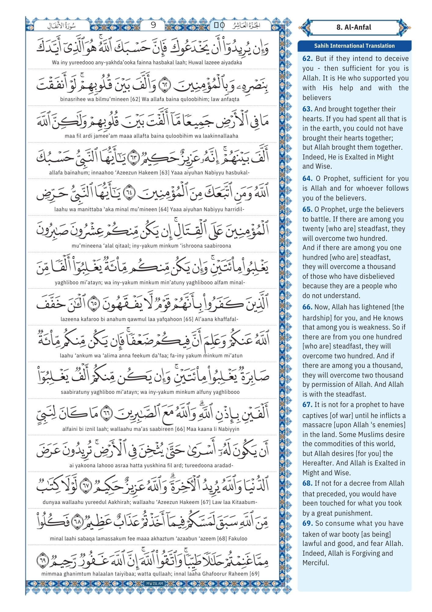 surah anfal Transliteration (9)