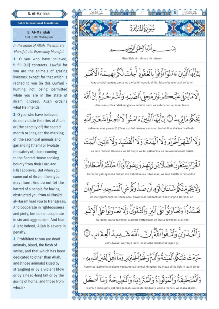 surah maidah Transliteration (1)