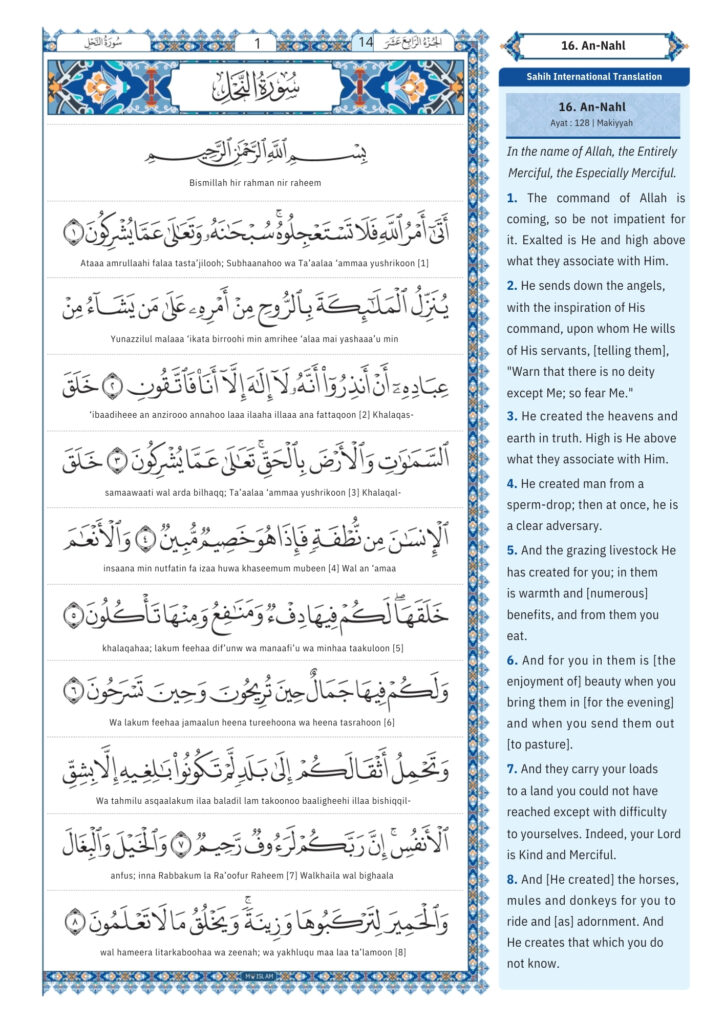 surah nahl Transliteration