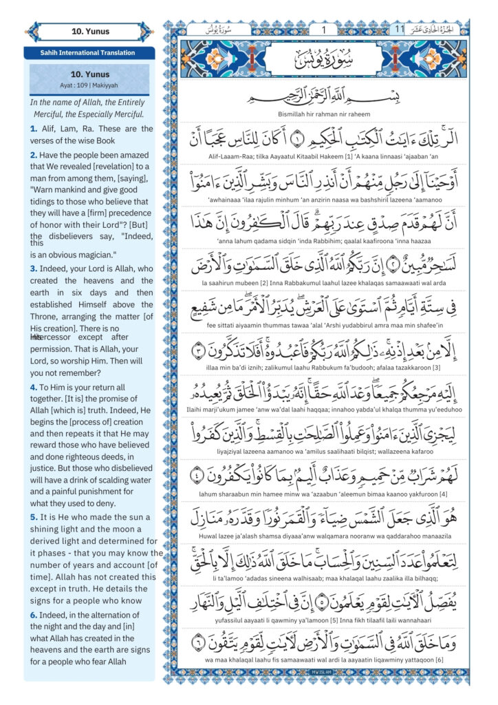 yunus surah Transliteration